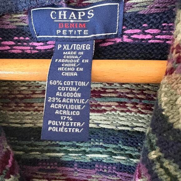 Vintage 90s Chaps Fair Isle Sweater Vest Womens Petite XL Fits M Cabincore - Picture 6 of 6